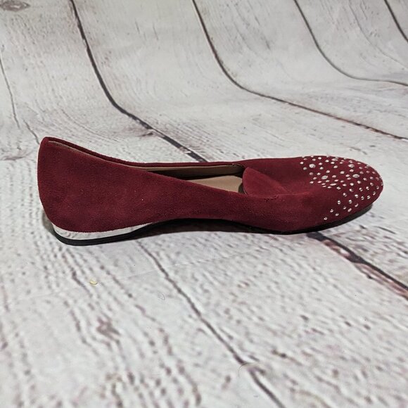 FRANCO SARTO Red Suede Rhinestone Embellished Loafer Shoe 7.5 NEW - Picture 4 of 11
